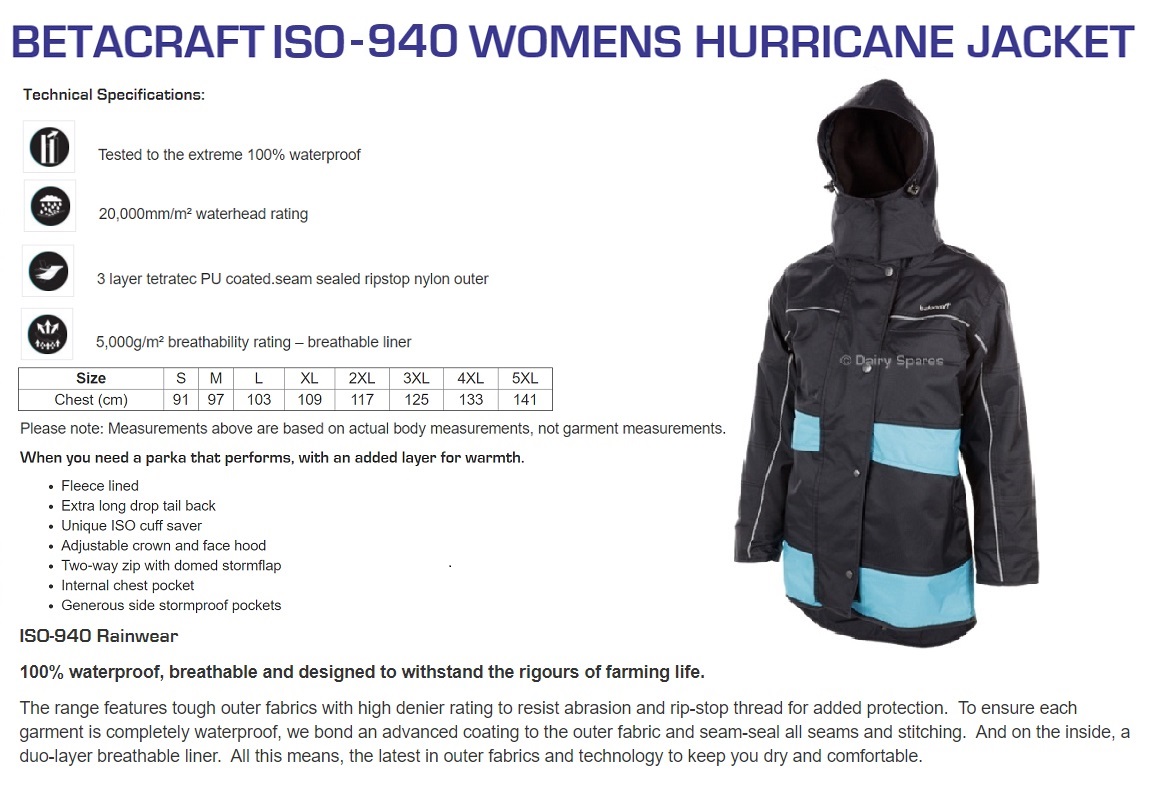 Betacraft Womens Hurricane Jacket